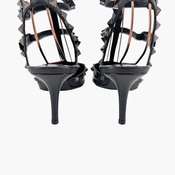 Valentino Rockstud Black Patent Leather Caged Strappy Pumps Heels Size 40 US 10 - Picture 6 of 13